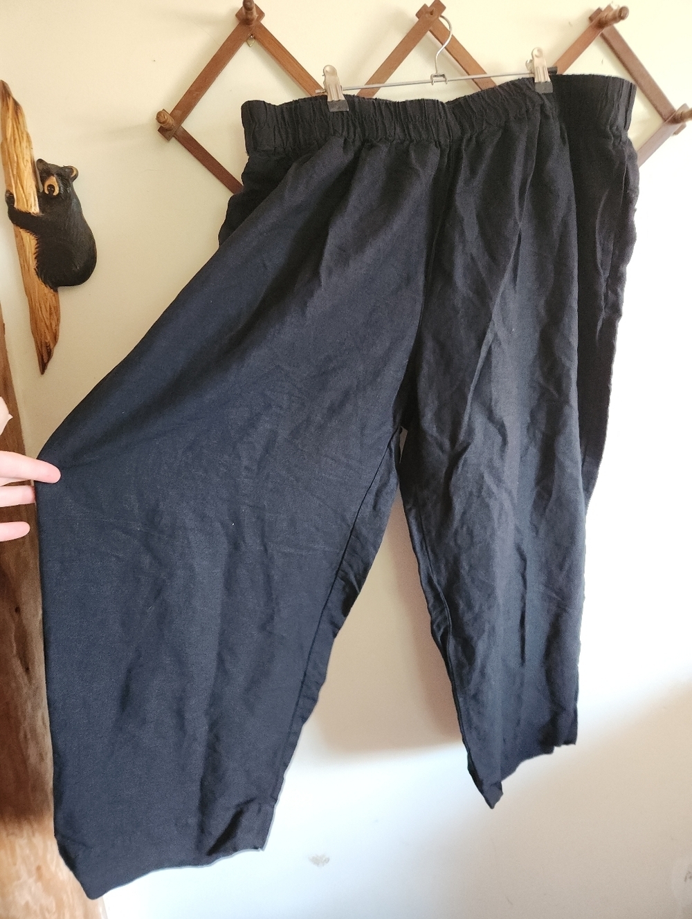 Madewell Linen Blend Cropped Wideleg Pant Capri Elastic Waist Pockets 1x - Picture 3 of 8